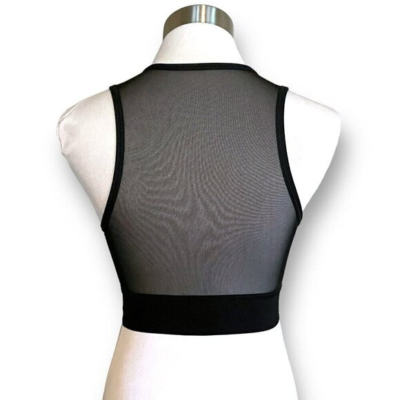 Alala Thermal Sports Bra Sz Small Black High Neck Sheer Mesh Back Wire Free - Picture 9 of 11